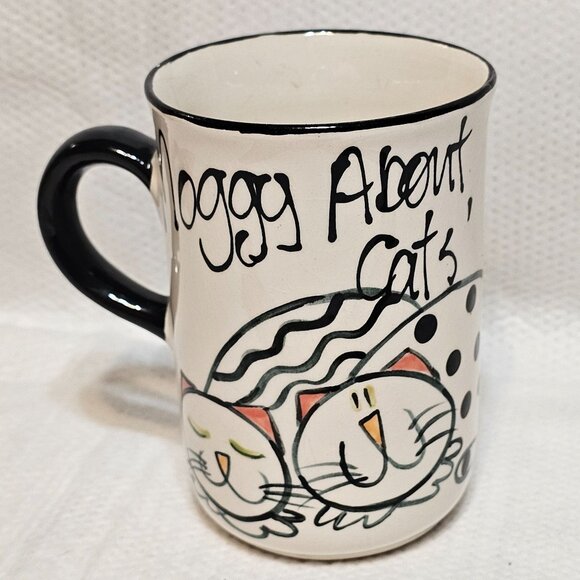 Hand Painted Cat Mug "Moggy about Cats" Signed by Artist 2007 Stained Inside - Picture 2 of 10